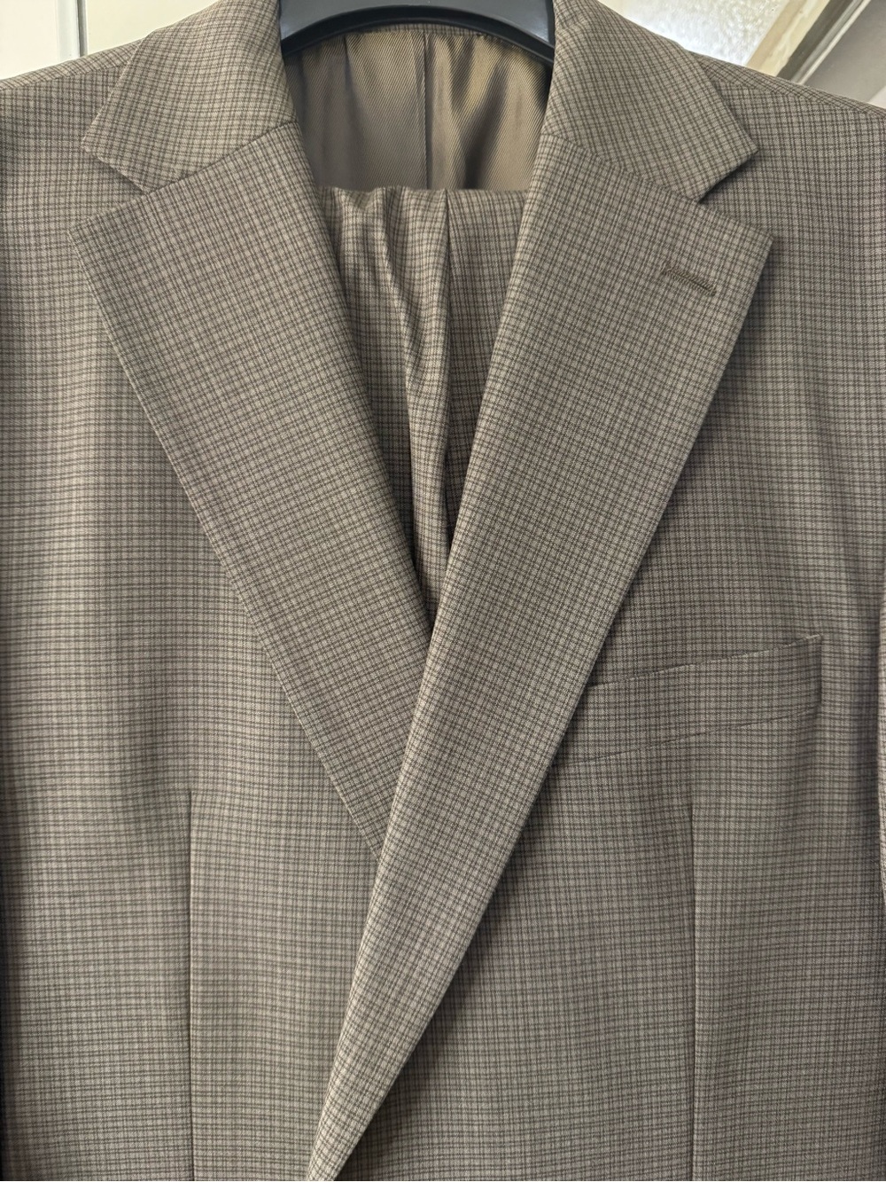 Hickey Freeman Taupe Check Suit